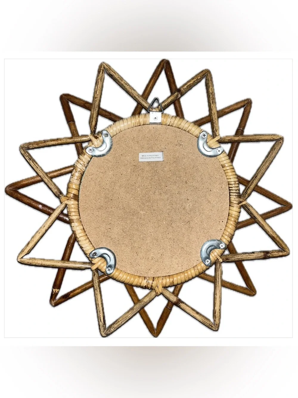 Natural Rattan Sunburst Wall Mirrors - Set of 2
